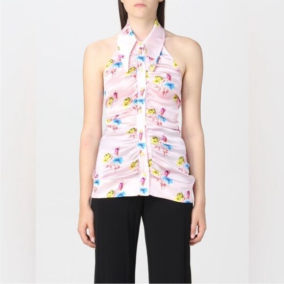 Ganni NWT Floral Silk Blend Halter Neck Top Pink Size
42 - Picture 2 of 7